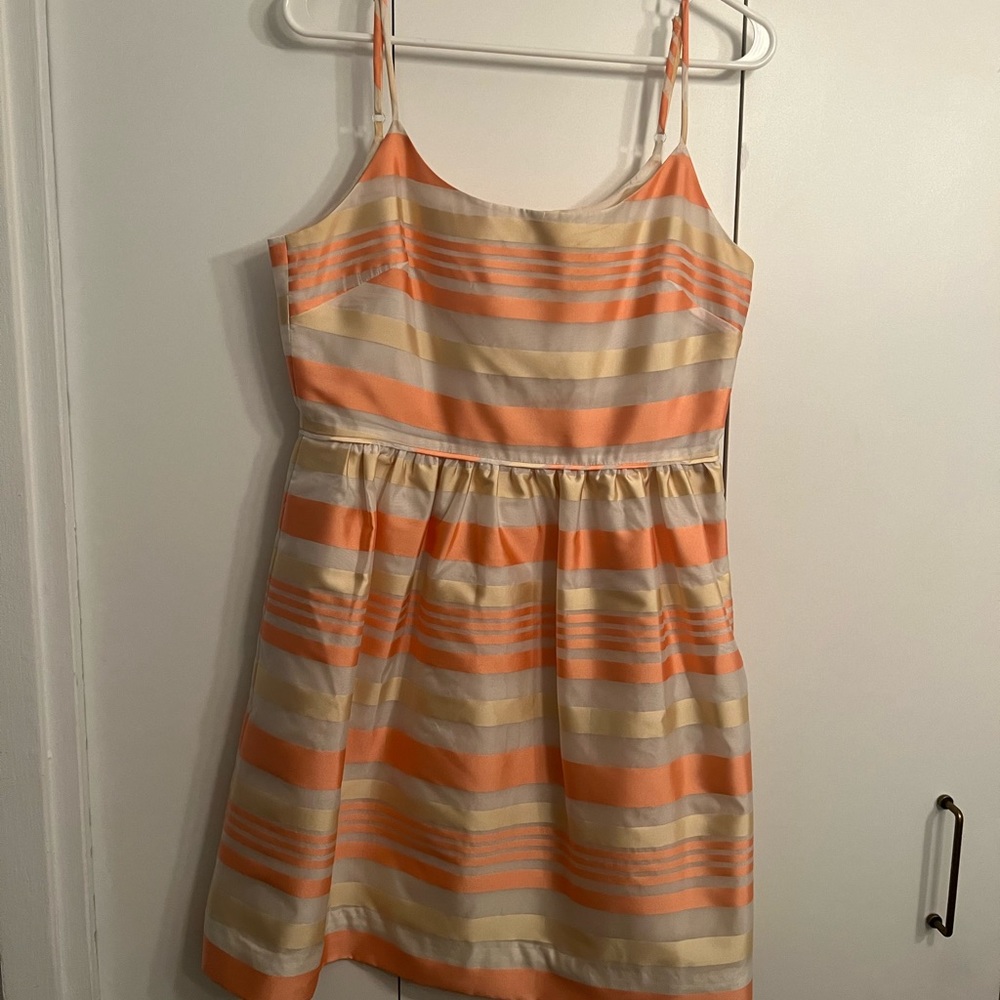 JCrew Peach and Gold Striped Dress - Size 8